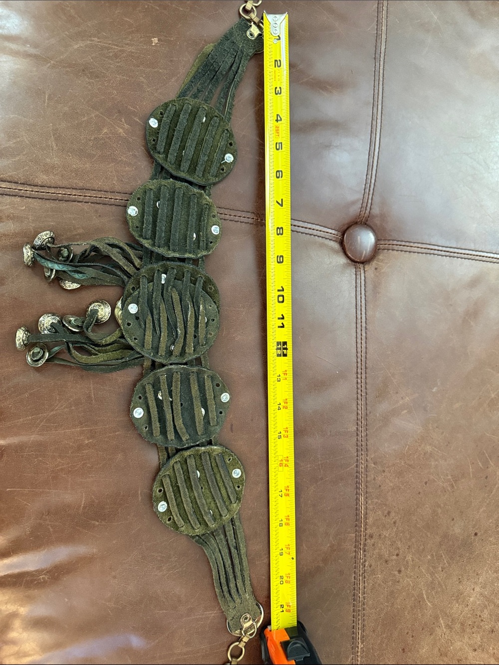 Vintage Leather Waist Belt with Solid medallions. OS - Picture 7 of 13